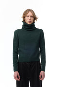 Green Fitted Turtleneck Sweater in Cashmere in dark green — front view