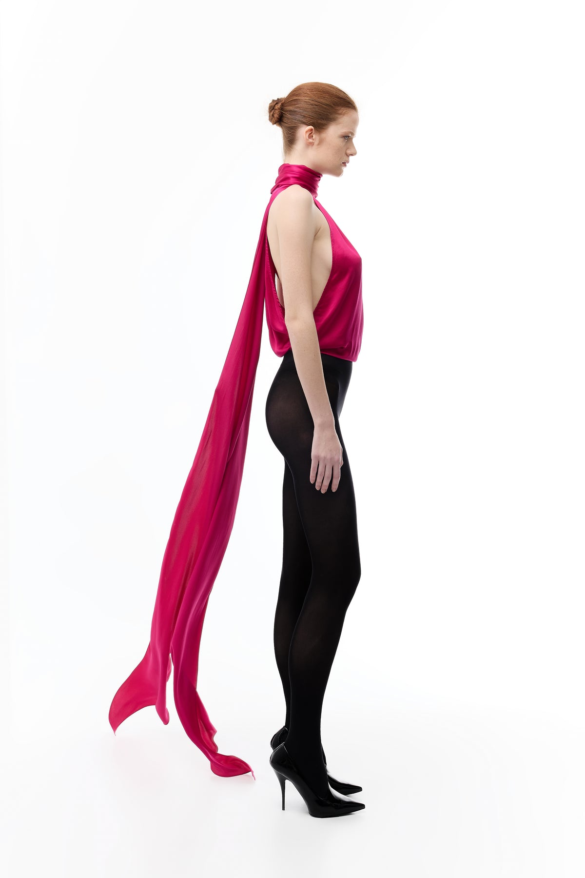 Pink Sleeveless Blouse in Silk — side view