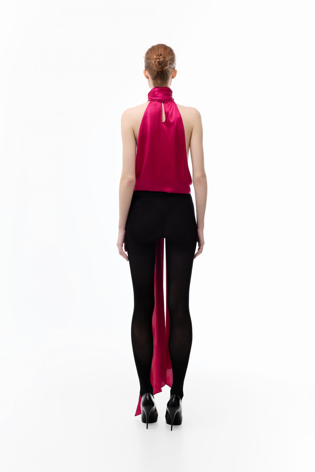 Pink Sleeveless Blouse in Silk — back view