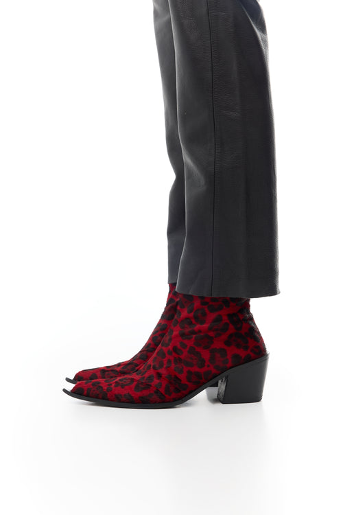 Ankle Boots in Cowhide in Red Leopard Cavallino Leather — side view