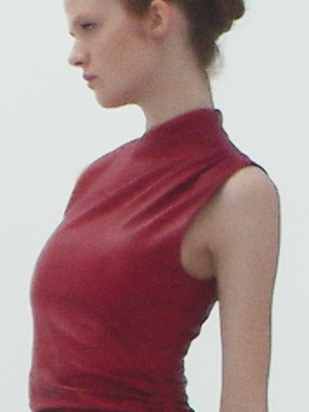 LONG DRAPED DRESS IN LEATHER