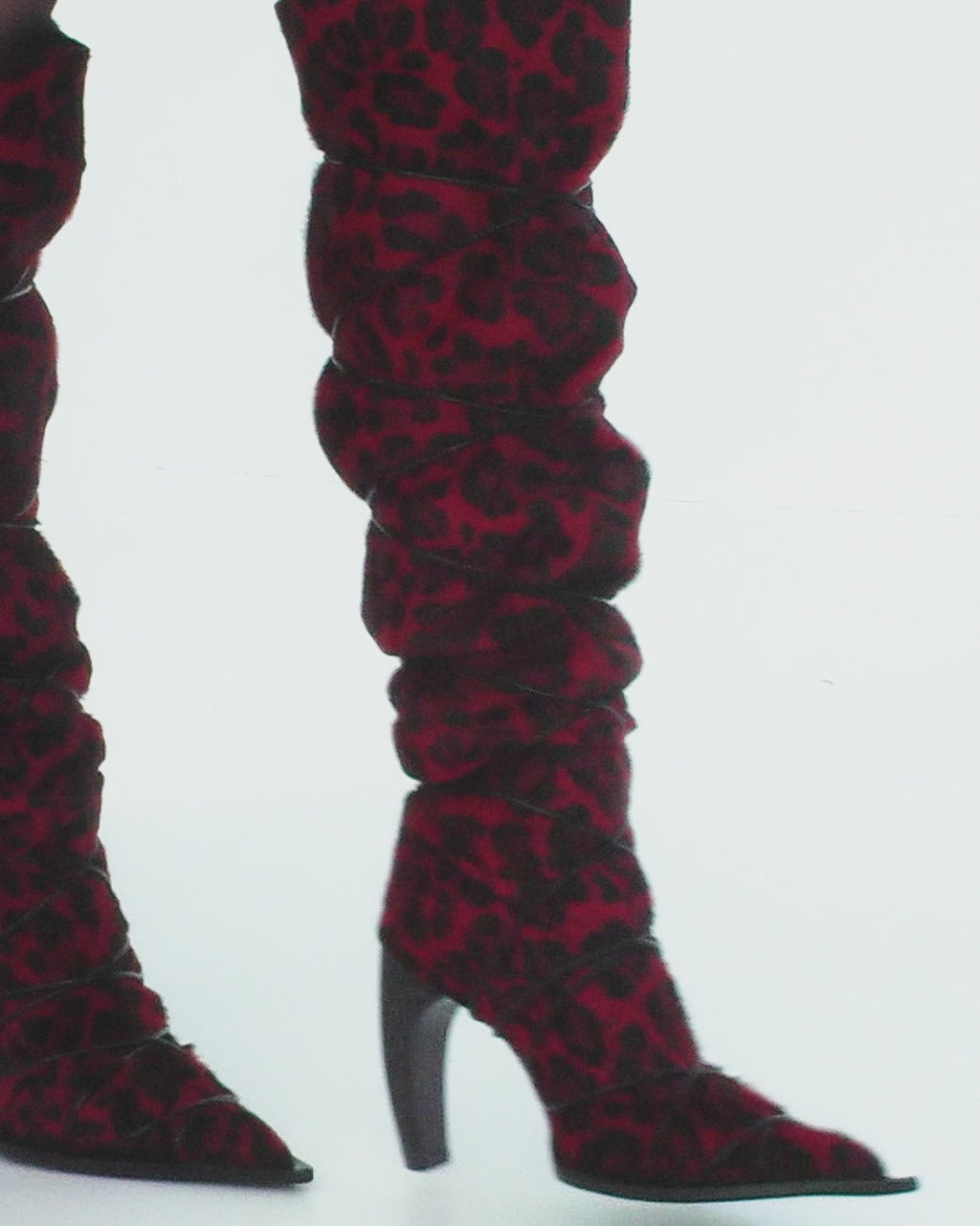 KNEE-HIGH BOOTS IN RED LEOPARD CAVALLINO LEATHER