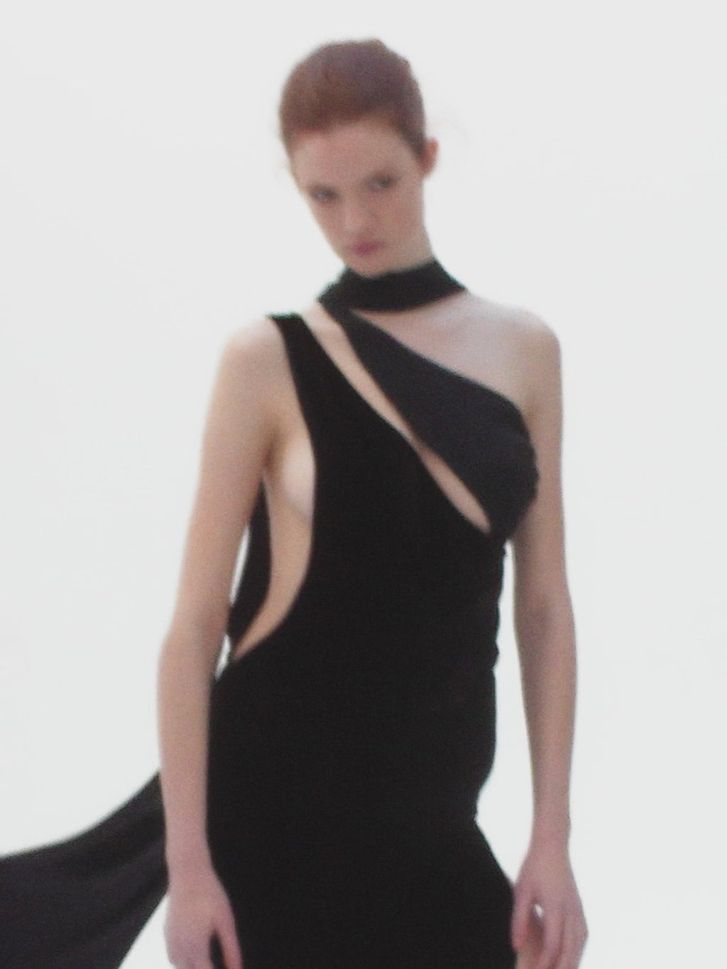 LONG VELVET DRESS WITH A SILK SCARF