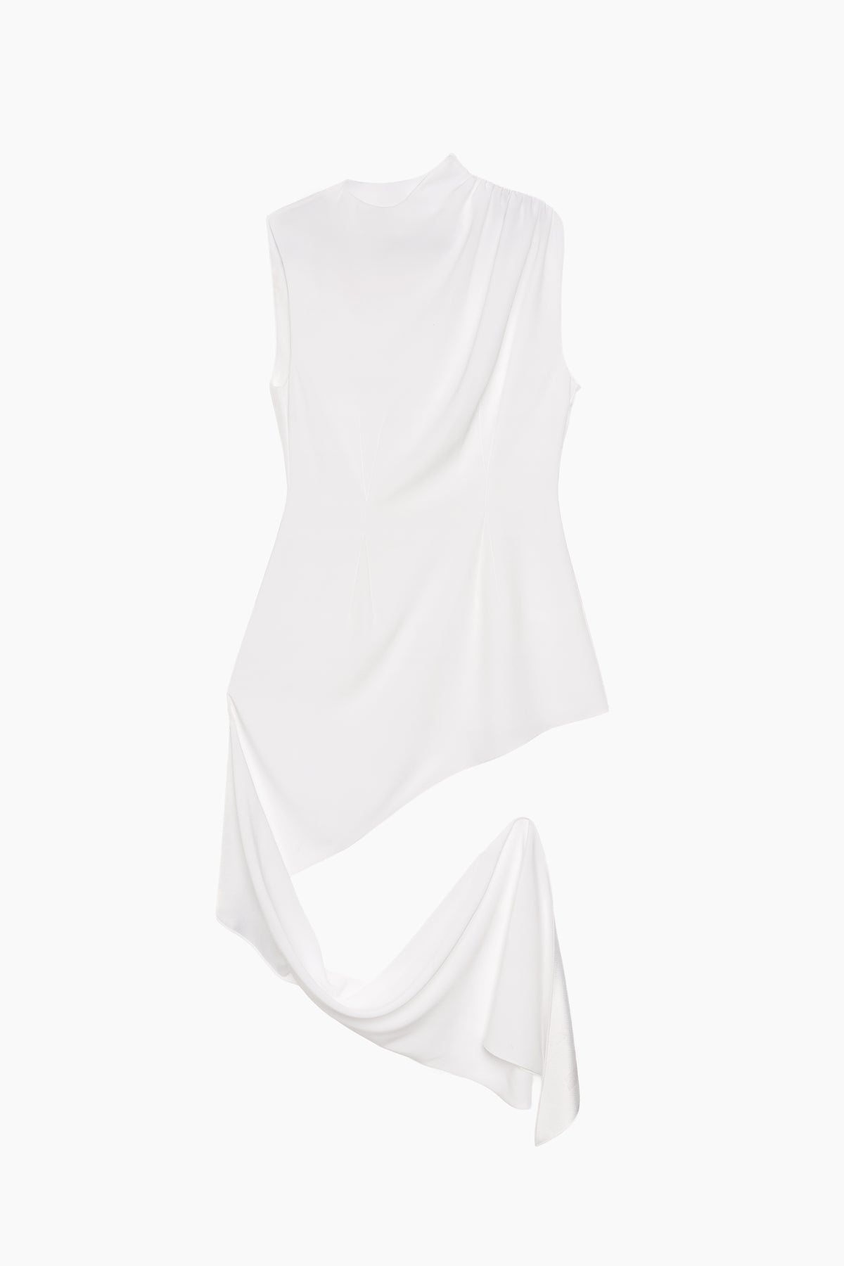 Asymmetrical Draped Blouse in white — detail view