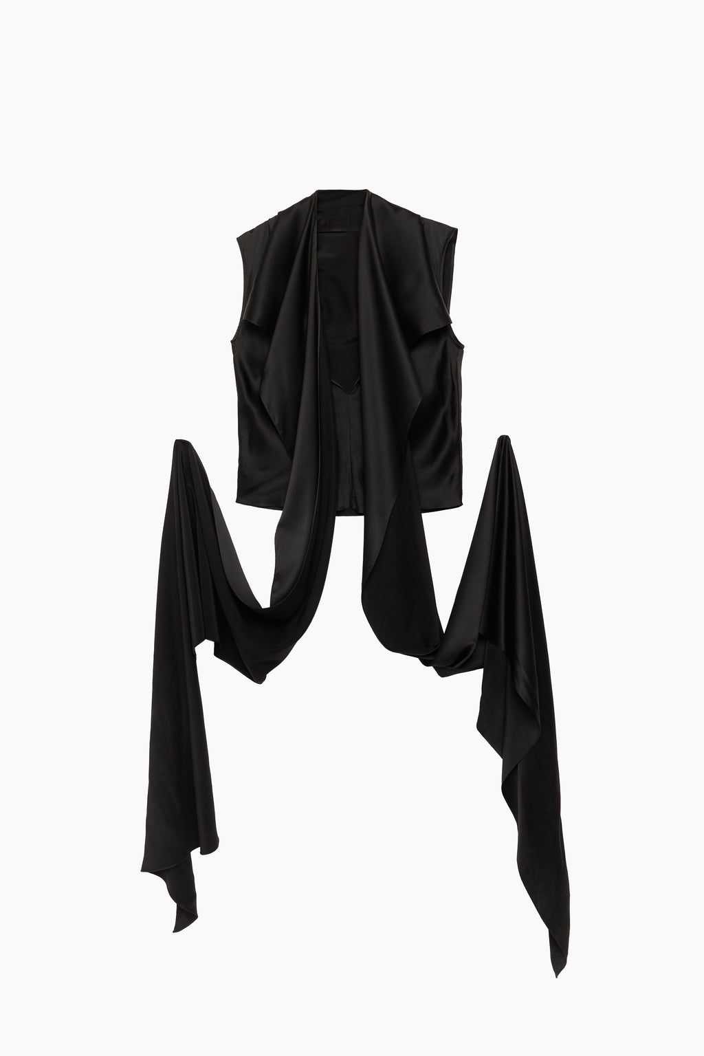 Black Sleeveless Blouse in Silk — detail view