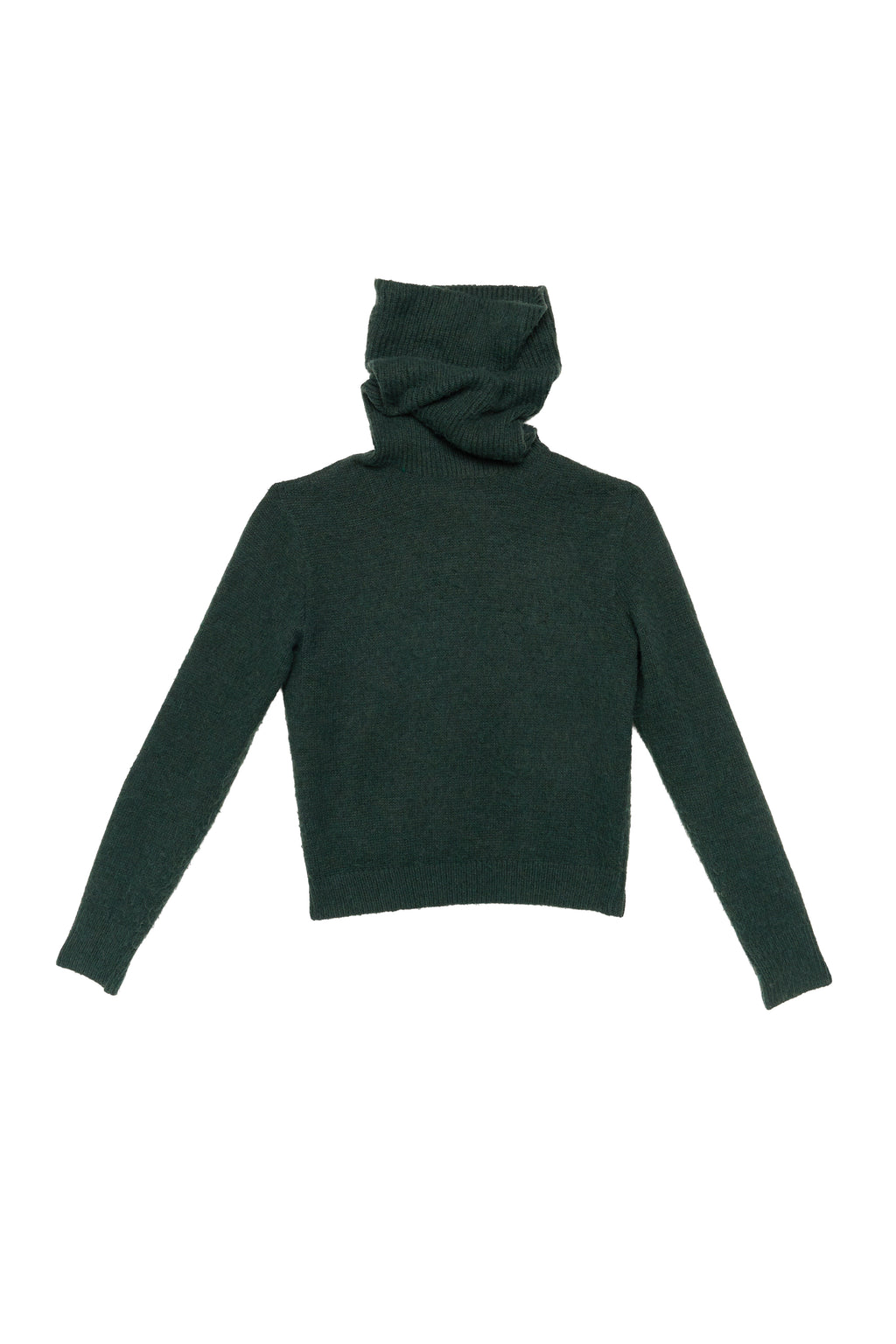 Green Fitted Turtleneck Sweater in Cashmere in dark green — side view
