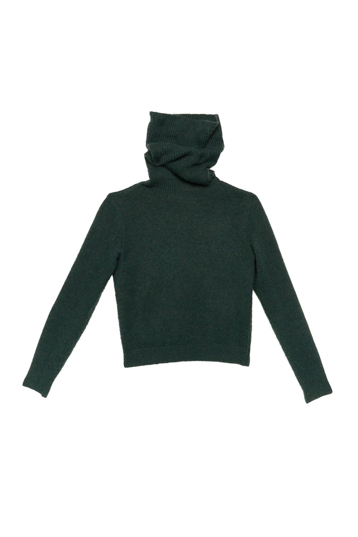 Green Fitted Turtleneck Sweater in Cashmere in dark green — side view