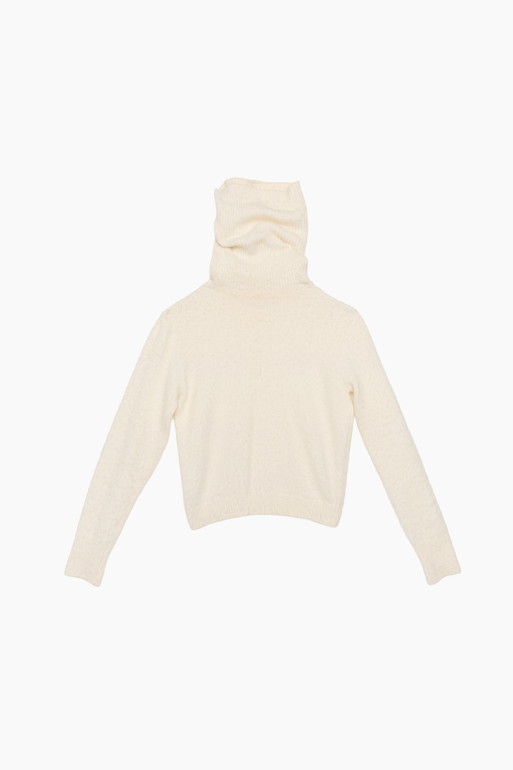 White Fitted Turtleneck Sweater in Cashmere — back view