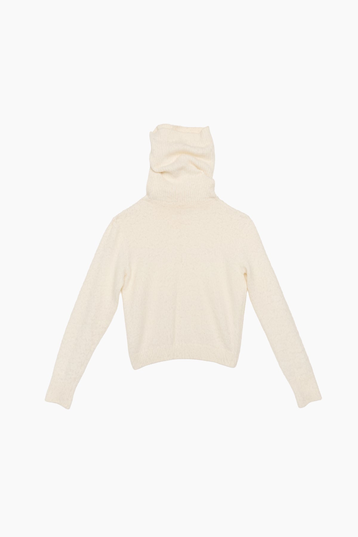 White Fitted Turtleneck Sweater in Cashmere — back view